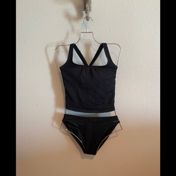 Anne Klein Ribbed Black Tankini​​​​​​​​​